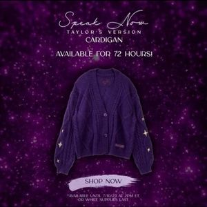 BRAND NEW AUTHENTIC TAYLOR SWIFT SPEAK NOW CARDIGAN Purple Taylor's Version SNTV